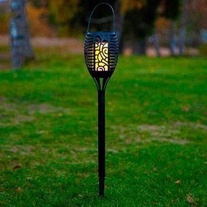 Садовый светильник - фонарь Solar ФЛАМЕНКО на солнечной батарее, три в одном, 25 жёлтых LED-огней с эффектом живого пламени, 42х9.5 см