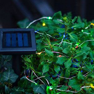 Садовая гирлянда РОСА солнечная батарея, 50 разноцветных микро LED-огней, 5+1.9 м, серебряная проволока