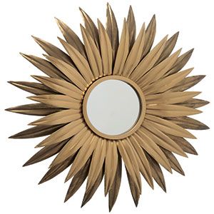 Настенное панно - зеркало АЭЙРИНО, металл, золотое, 72 см.