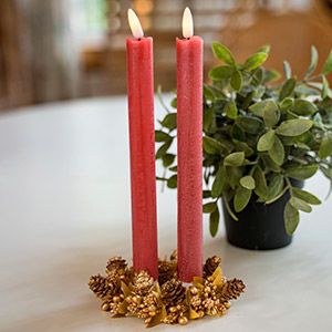 Набор рустикальных восковых свечей MAGIC FLAME, красные, тёплые белые мерцающие LED-огни, 25 см (2 шт.)