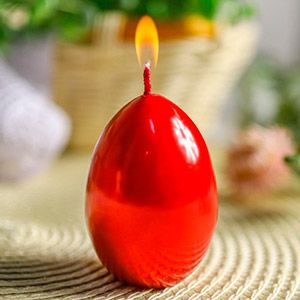 Пасхальная свеча-яйцо МЕТАЛЛИК красная, 4х6 см