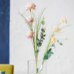 Искусственные цветы ПОЛЕВЫЕ ГЕОРГИНЫ мерцающие, полиэстер, нежно-розовые, 66 см