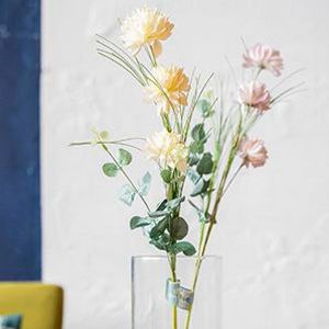 Искусственные цветы ПОЛЕВЫЕ ГЕОРГИНЫ мерцающие, полиэстер, белые, 66 см