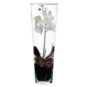 Искусственная орхидея ФАЛЕНОПСИС в высокой вазе, белый, 50 см
