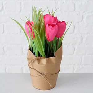 Искусственный цветок в горшке КРОКУС РОЗ-ВИФ, пластик, бумага, 20 см