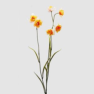 Декоративная ветка-цветок НАРЦИСС МАХРОВЫЙ, бело-оранжевый, 80 см