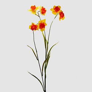 Декоративная ветка-цветок НАРЦИСС МАХРОВЫЙ, жёлто-оранжевый, 80 см