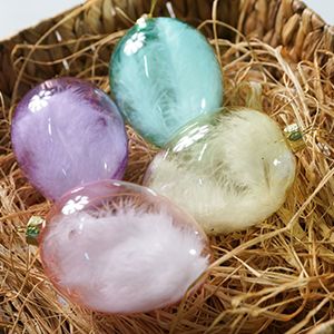 Подвесные украшения - яйца ПЛЮМ Д'АНЖ, стекло, 12 см, 4 шт.