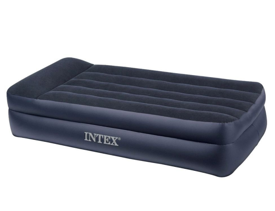 Надувная кровать Intex Pillow Rest Bed (Twin), 99х191х47 см, с подголовником и встроенным насосом 220V