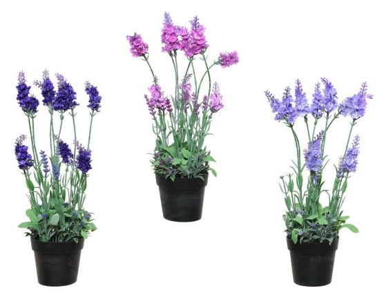 Искусственные цветы ЛАВАНДА  в горшочке, пластик, цвет-фиолетовый,  18x18x38 см,