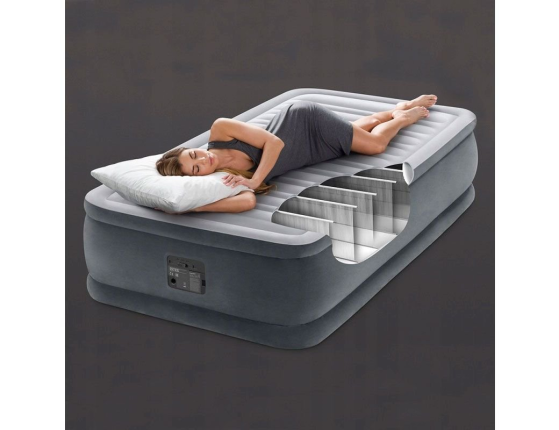 Надувная кровать Intex Comfort-Plush Elevated Airbed (Twin), 99х191х46 см, со встроенным насосом 220V
