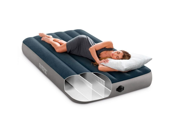 Односпальный надувной матрас Intex Single-High Airbed (Twin), 99х191х25 см, со встроенным насосом от батареек