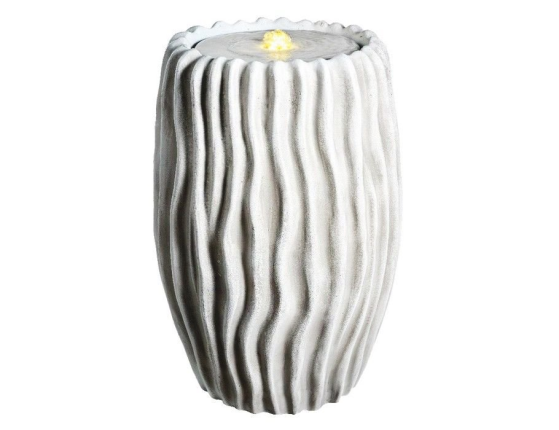 Декоративный садовый фонтан-вазон  ФЕССАЛИЯ, искусственный камень, белый, тёплая белая LED-подсветка, 54х38 см