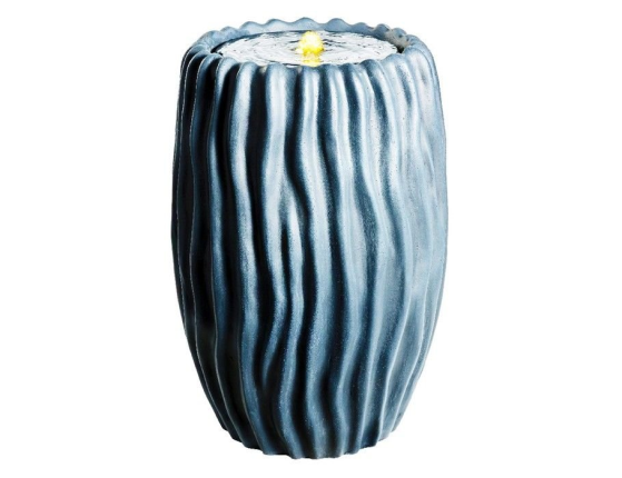 Декоративный садовый фонтан-вазон ФЕССАЛИЯ, искусственный камень, антрацитовый, тёплая белая LED-подсветка, 54х38 см