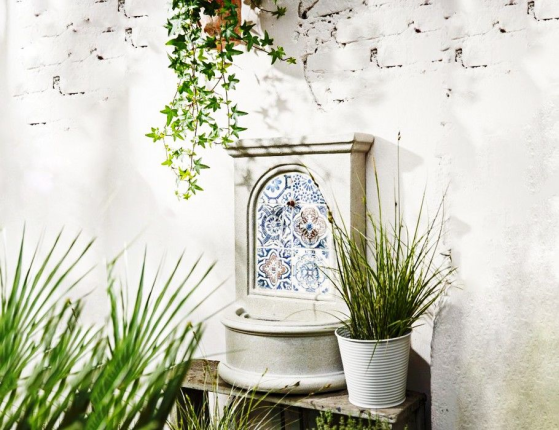 Декоративный садовый фонтан с мозаикой ТУЛЛИЯ, искусственный камень, 54х36 см