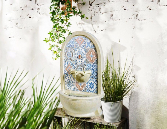 Декоративный садовый фонтан с мозаикой ЛИВИЙЯ, искусственный камень, 54х36 см