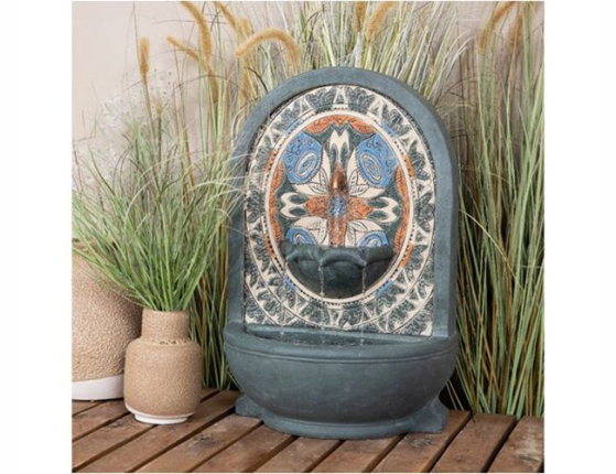 Декоративный садовый фонтан с мозаикой ОСМИН, искусственный камень, 54х36 см