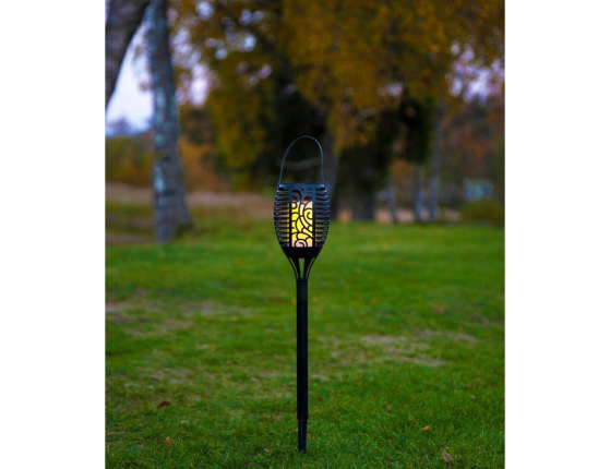 Садовый светильник - фонарь Solar ФЛАМЕНКО на солнечной батарее, три в одном, 25 жёлтых LED-огней с эффектом живого пламени, 42х9.5 см