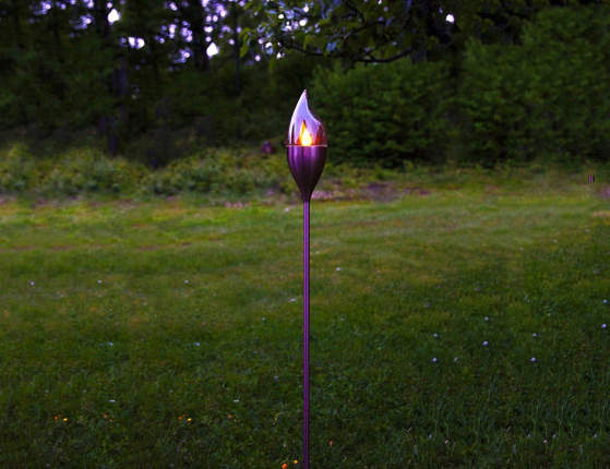 Садовый светильник Solar OLYMPUS на солнечной батарее, медный, янтарный LED-огнь, 115х8 см