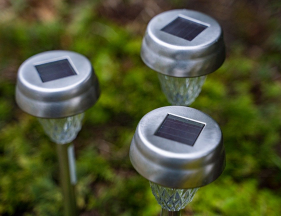 Садовые светильники Solar ЛЮККО на солнечной батарее, тёплый белый LED-огонь, 24 см (4 шт.)