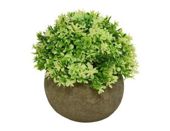 Искусственное растение в горшке BUSH BALL, пластик, зеленое с салатовым, 12х13 см