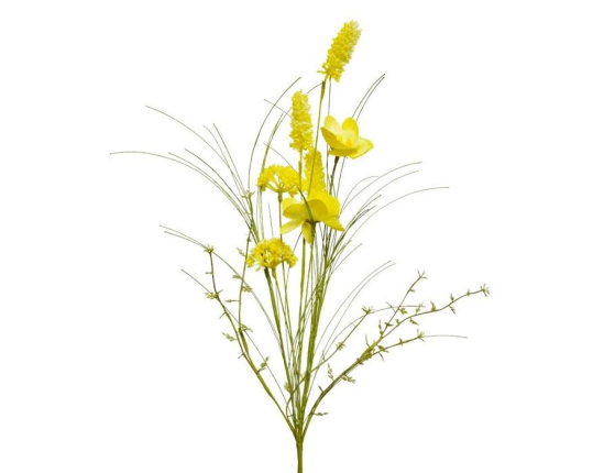Декоративная ветка БУКЕТИК РАДОСТИ, искусственные полевые цветы, полиэстер, жёлтая, 60 см