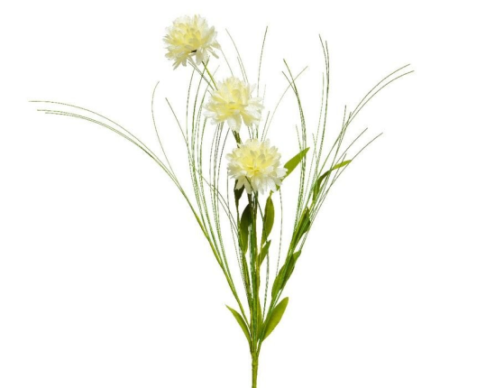Искусственные цветы ПОЛЕВЫЕ ГЕОРГИНЫ, декоративная ветка, полиэстер, белые, 60 см