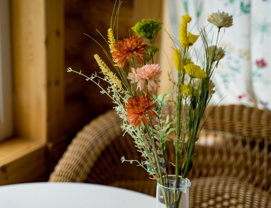 Искусственные полевые цветы ПРИВЕТ ОТ ЛЕТА, декоративная ветка, полиэстер, оранжевые, 60 см