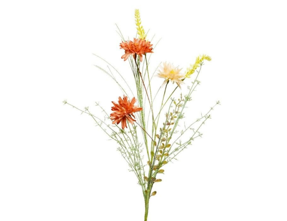 Искусственные полевые цветы ПРИВЕТ ОТ ЛЕТА, декоративная ветка, полиэстер, оранжевые, 60 см