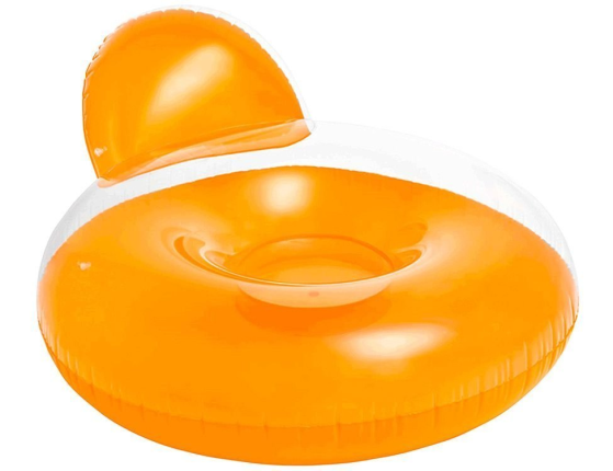 Надувное плавающее кресло Intex со спинкой оранжевое, 137х122 см