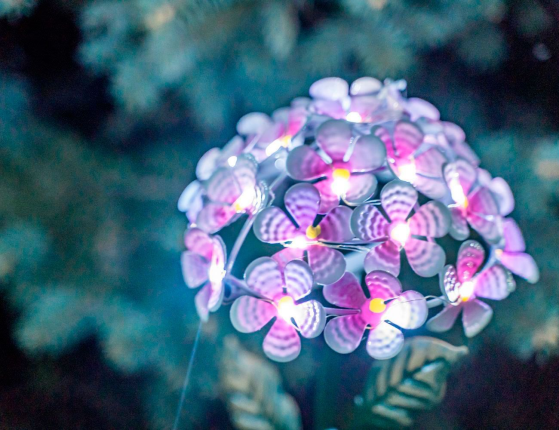 Садовый светильник Solar ГОРТЕНЗИЯ розовая на солнечной батарее, 26 холодных белых микро LED-огней, 54 см
