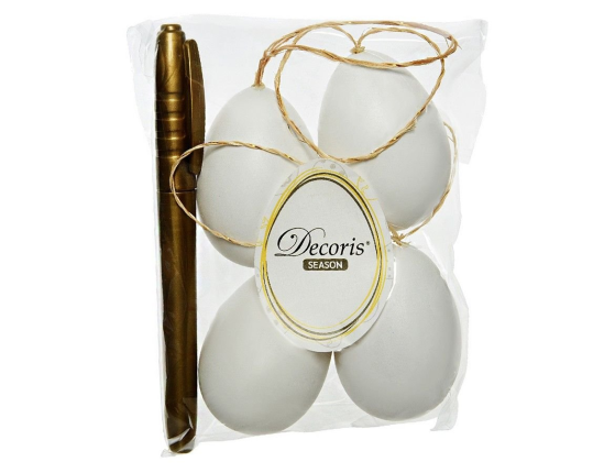 Декоративные яйца для раскрашивания РАДОСТЬ ТВОРЧЕСТВА, 6 см (упаковка 4 шт.), золотой маркер