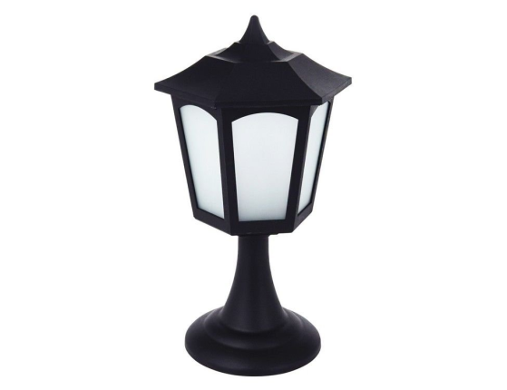 Декоративный светильник-фонарик БРЮГГЕ-ЗЕС (шестигранный), чёрный, тёплые белые LED-огни, эффект живого пламени, 27 см, таймер, батарейки