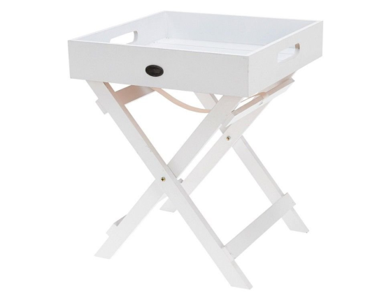 Сервировочный столик-поднос LIVING со складными ножками, деревянный, белый, 30х30х36 см