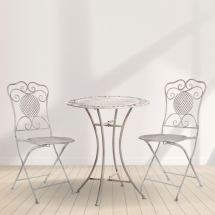 Комплект дачной мебели АЖУРНЫЙ ПРОВАНС (2 стула, стол), металл, белый