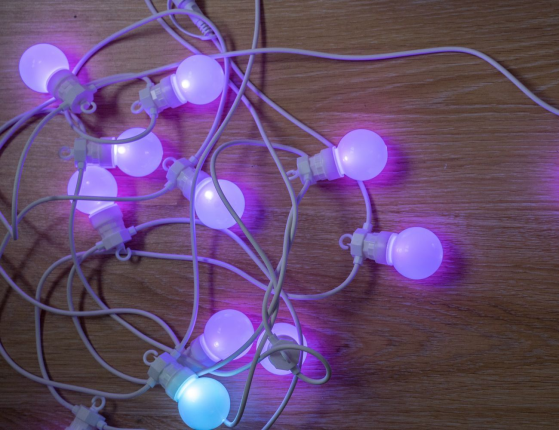 Гирлянда из лампочек CREAMY PAINTS, 20 разноцветных RGB LED-огней, 9.5+5 м, белый провод, ПДУ, таймер, контроллер, коннектор, уличная, Kaemingk
