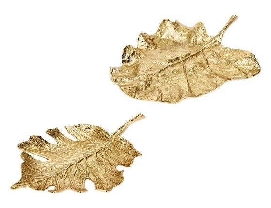 Декоративное сервировочное блюдо ИЗЯЩНАЯ МОНСТЕРА - Римская Коллекция, золотое, 39х33 см