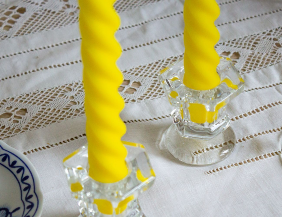 Свечи витые, жёлтые, 2.3х24.5 см (упаковка 2 шт.)