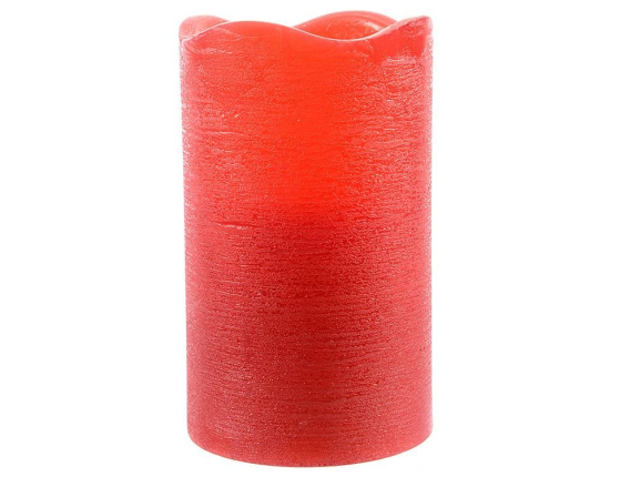 Электрическая восковая свеча КЛАССИКА, красная, тёплый белый LED-огонь, таймер, 7.5x10 см