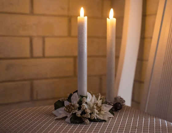 Набор рустикальных восковых свечей MAGIC FLAME, кремовые, тёплые белые мерцающие LED-огни, 25х2 см (2 шт.)