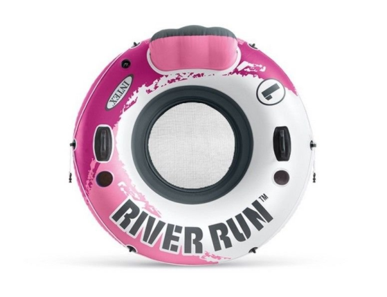 Надувной круг Intex River Run розовый одноместный с сетчатым дном, диаметр 135 см