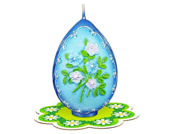 Пасхальная свеча-яйцо ВЕСЕННИЕ ЦВЕТЫ, 7.5 см