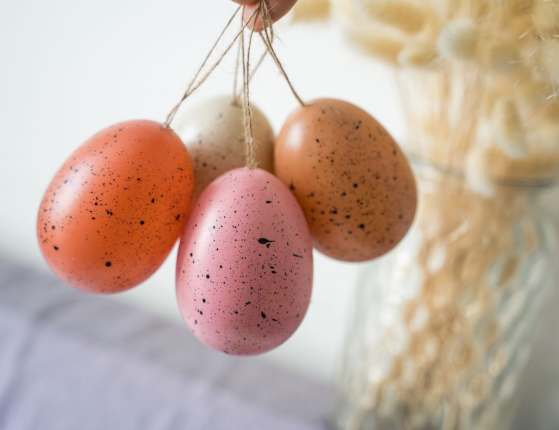 Декоративные пасхальные яйца УЮТНАЯ КРАПИНКА, розово-кремовая гамма, 9 см (упаковка 6 шт.)