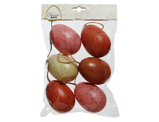 Декоративные пасхальные яйца УЮТНАЯ КРАПИНКА, розово-кремовая гамма, 9 см (упаковка 6 шт.)