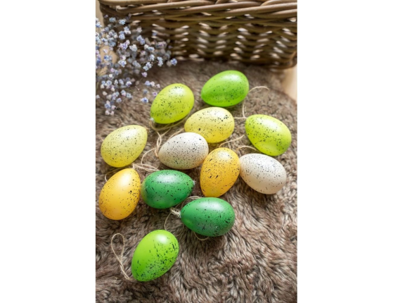 Декоративные пасхальные яйца УЮТНАЯ КРАПИНКА, жёлтые, зелёные и кремовые, 6 см (упаковка 12 шт.)