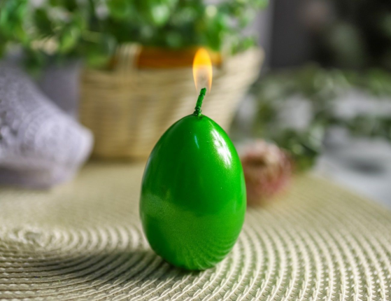 Пасхальная свеча-яйцо МЕТАЛЛИК оливковая, 4х6 см