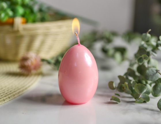 Пасхальная свеча-яйцо МЕТАЛЛИК розовая, 4х6 см