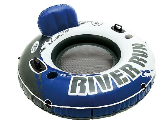 Надувной круг Intex River Run одноместный с сетчатым дном, диаметр 135 см