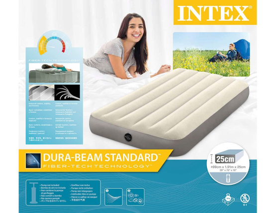 Односпальный надувной матрас Intex Deluxe Single-High Airbed (Twin), 99х191х25 см