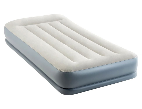 Надувная кровать Intex Pillow Rest Mid-Rise Bed (Twin), 99х191х30см, с подголовником и встроенным насосом 220V